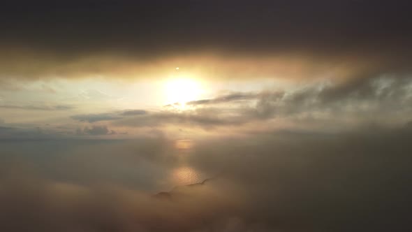 Abstract Aerial Nature Summer Ocean Sunset Sea and Sky Background