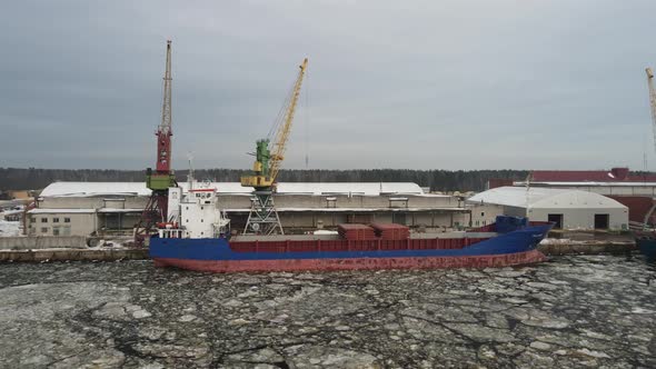 Cargo ship and cranes