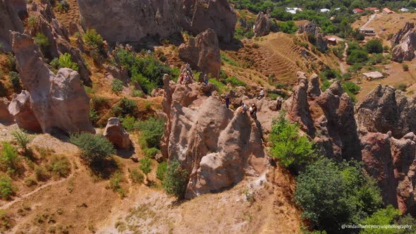 aerial video from beautiful mountain and rock