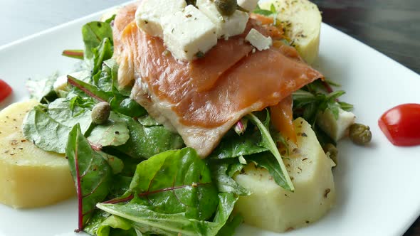 Salmon meat salad