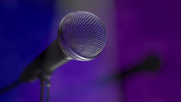 Isolated Concert Microphone Close-up on an Empty Stage for Artist's Performance alt