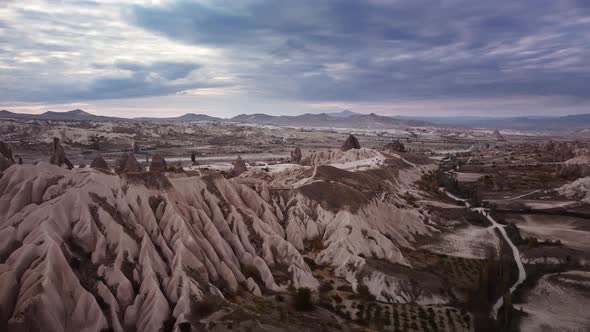 Cave City of Uchisar and Unusual Fungus Forms of Sandstone in the Canyon of Cappadocia