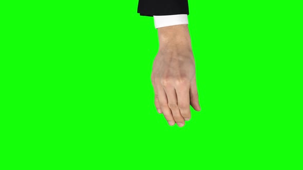 Male Hand in Black Jacket and Shirt Is Performing 5x Spread and Pinch at Tablet Screen Gesture