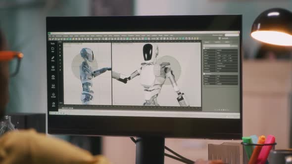 Black Man Rendering Video of 3D Robot