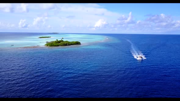 Aerial drone seascape of marine sea view beach holiday by turquoise sea with bright sand background 