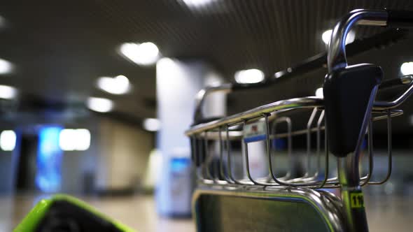 Empty Airport Luggage Cart