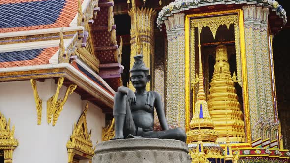 Thailand Bangkok Grand Palace, Statue at the Popular and Famous Tourist Attraction With Amazing Deco