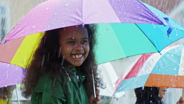 Happy Girl in Rain