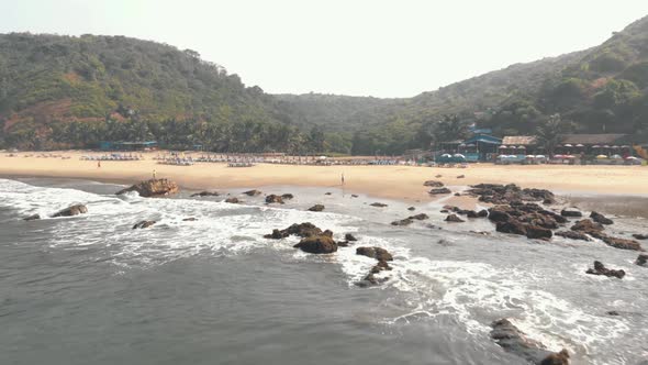 4k footage flying from the beautiful beaches of Arambol Village, India to it's coastline