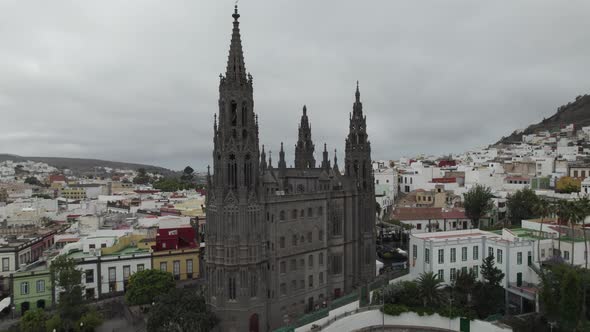 Aerial Dolly Towards Tower On Church of San Juan Bautista