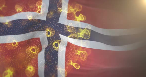 Norway Flag With Corona Virus Bacteria