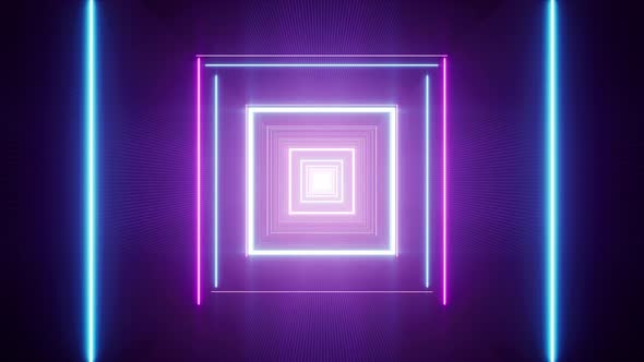 Neon Fluorescent Lamp Square Tunnel VJ Loop