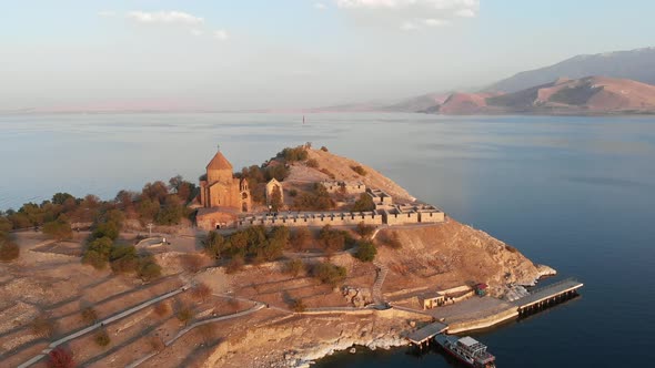 The Cathedral of the Holy Cross on Akdamar Island at Van Lake in Turkey