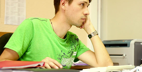 Office Worker Using PC  alt