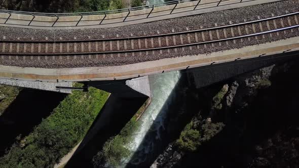 Overhead Aerial View of Landwasser Viaduct, Switzerland