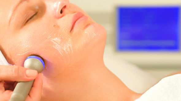 Woman Taking Lifting Treatment At Beauty Spa