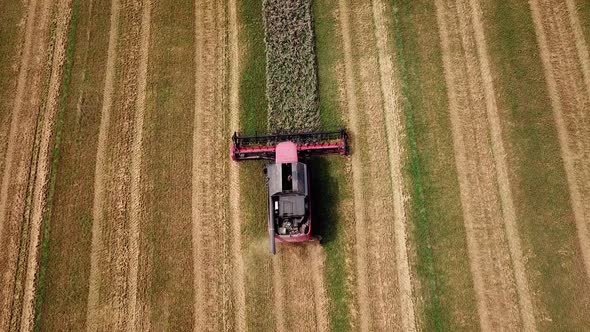 Aerial View of Modern Combine Harvester