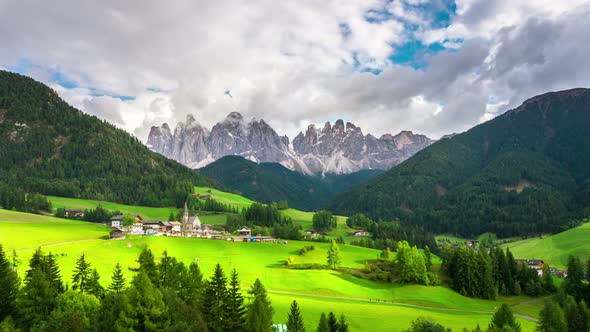 Time Lapse St Maddalena, Dolomites Italy Landscape