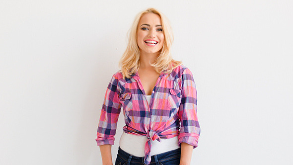 Young Cute Woman In Colorful Shirt