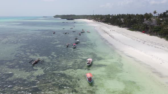 Boats in the Ocean Near the Coast of Zanzibar Tanzania