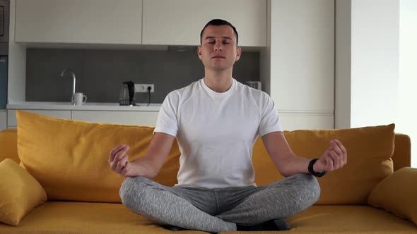 Man Practice Yoga Lotus Pose