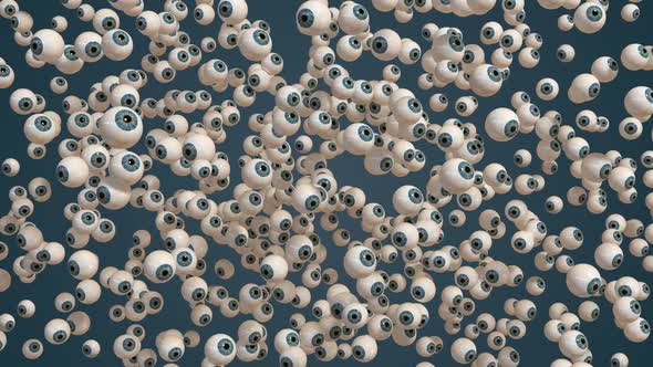 Explosive Appearance Of Group Of Eyeballs On Blue Background