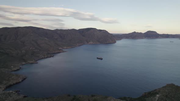 Scenic seascape panoramic view of Cape Tinoso in Cartagena, Spain