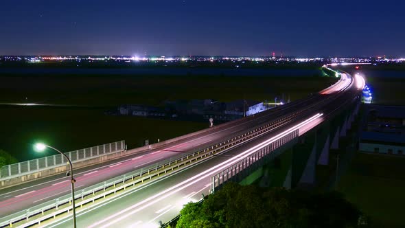 Time lapse of highway at night
