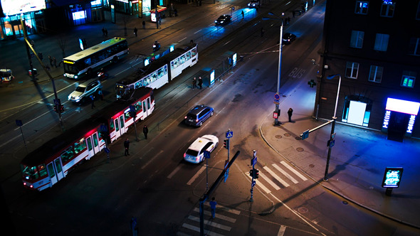 Evening City Traffic In Tallin, Estonia
