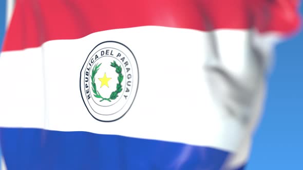 Flying National Flag of Paraguay