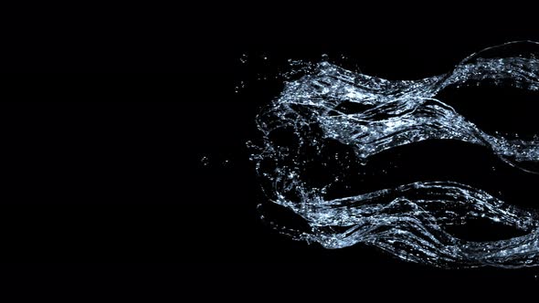 Super Slow Motion Shot of Water Splash at 1000Fps Isolated on Black Background