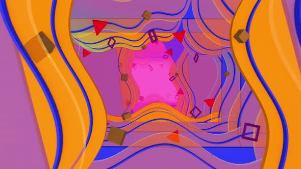 Flying In Geometry Flat Style 02 4K