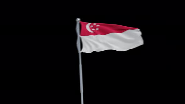 4K Singapore flag transition with alpha. two step