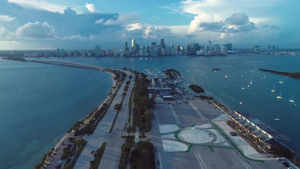 Aerial landscape of coast city of Miami Florida United States