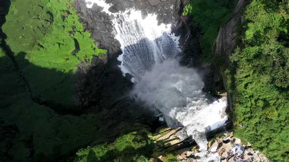 Aerial View of The El Salto De Tequendama Waterfall in South America, Colombia, Top View