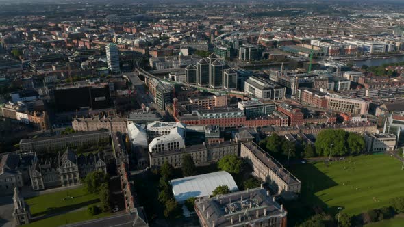 Backwards Fly Above Trinity College Area