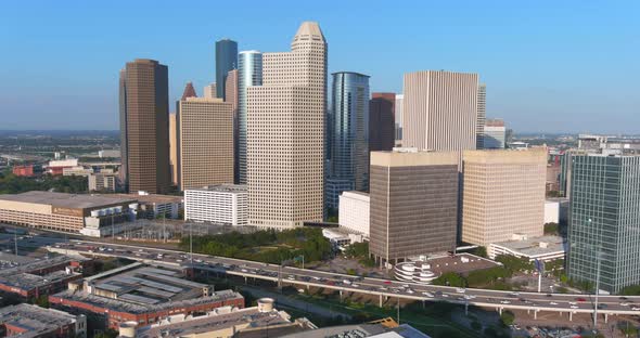 Aerial of downtown Houston and surrounding area