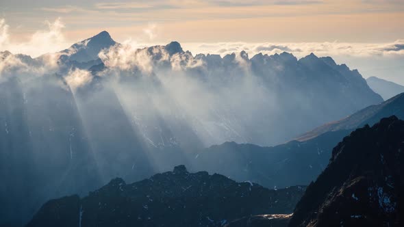 Cloudscape Time Lapse of European Alps Mountain Landscape at Winter