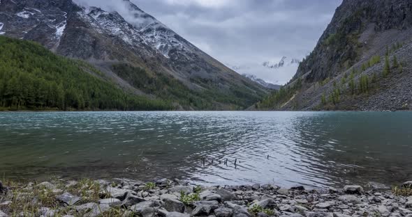 Mountain Lake Timelapse at the Summer or Autumn Time