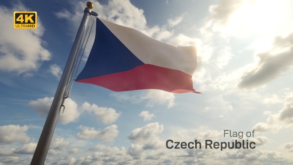 Czech Republic Flag on a Flagpole