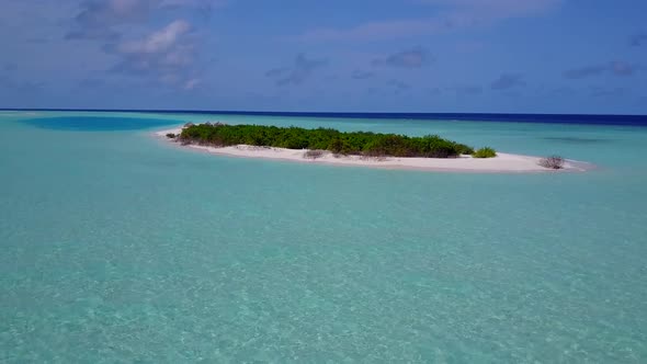 Aerial drone abstract of exotic island beach break by clear sea and sand background