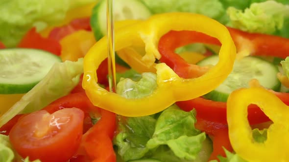 Slices of Ripe Vegetables are Falling on the Table