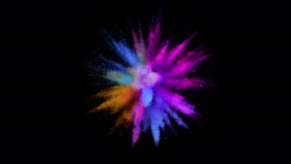 Super Slow Motion Shot of Color Powder Explosion Isolated on Black Background at 1000Fps