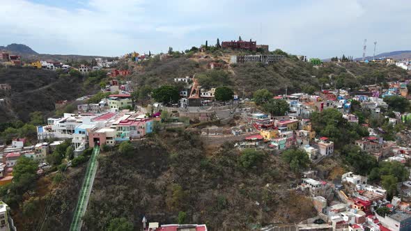 Monumento de al Pipila, Statue in Guanajuato, Mexico, Drone Shot