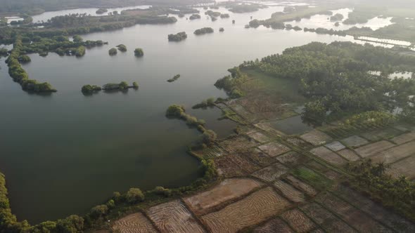 Aerial view of river in Kerala