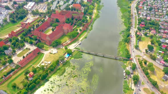 Malbork, Pomerania Poland Panoramic view of the medieval Teutonic Order Castle in Malbork, Poland -