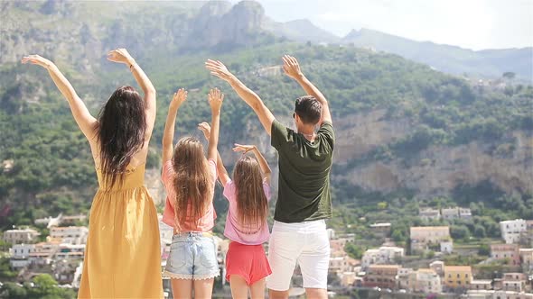 Family on Vacation on Amalfi Coast in Italy