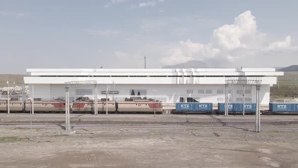 Samtskhe-Javakheti, Georgia - August 22 2021: Aerial view of Akhalkalaki railway station