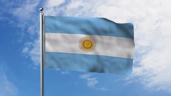 Flag of Argentina with Sky Background