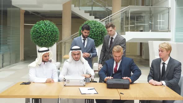 Meeting of International Business Partners in Office for Signing New Document